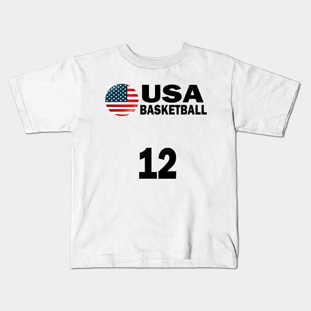 USA Basketball Number 12 T-shirt Design Kids T-Shirt by werdanepo